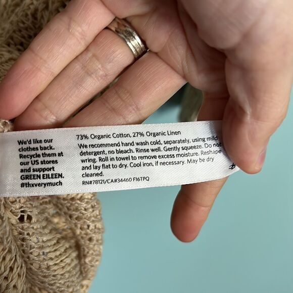 Eileen Fisher Organic Cotton & Linen Open Knit Bateau Neck Sweater - Picture 6 of 8